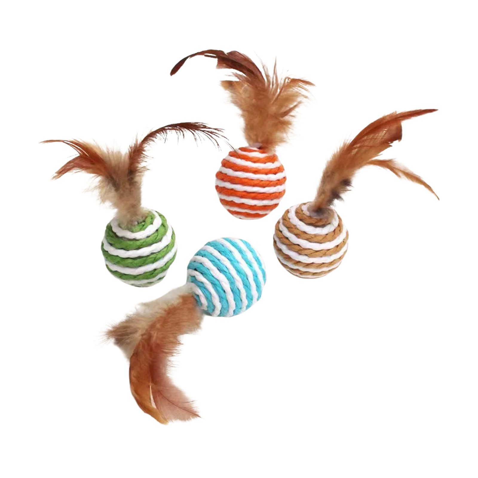 Interaktyvus kamuoliukas katėms su plunksna, 2vnt.