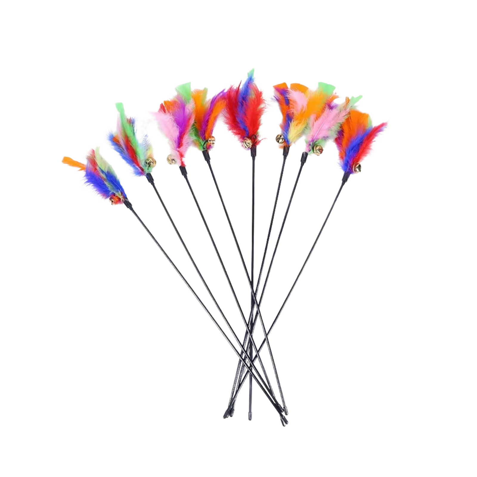 Kačių žaislas su plunksnomis ir varpeliu