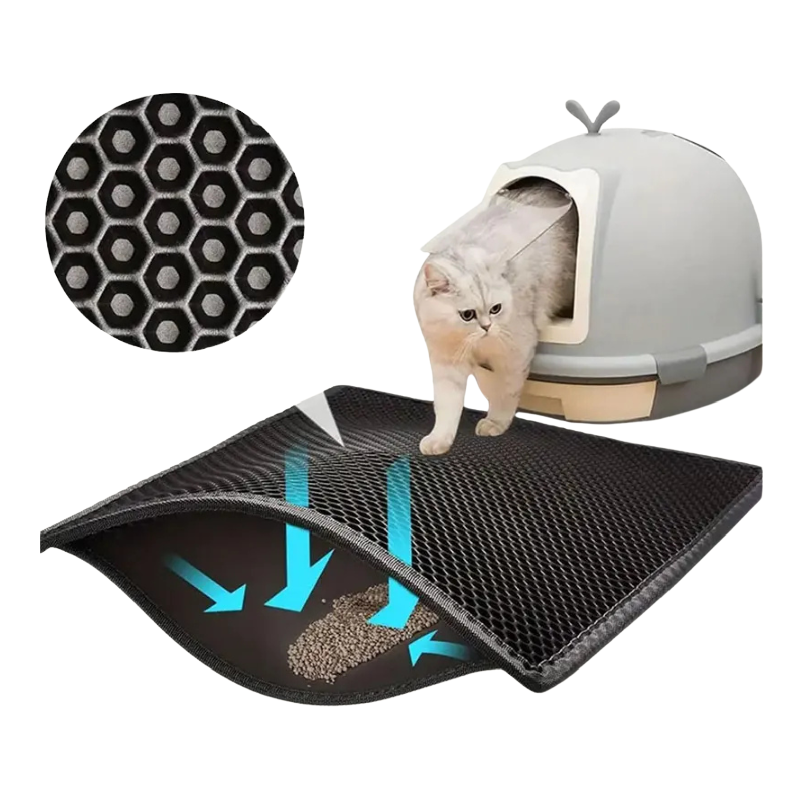 Vandeniui atsparus dvigubo sluoksnio kačių kraiko kilimėlis