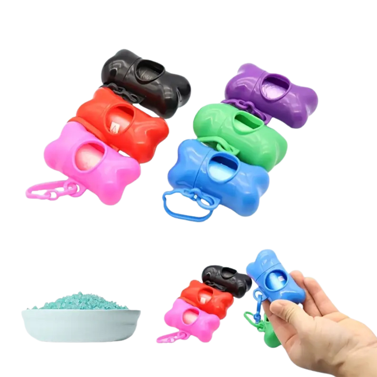 Kaulo formos išmatų maišelių laikiklis su ritinėliu