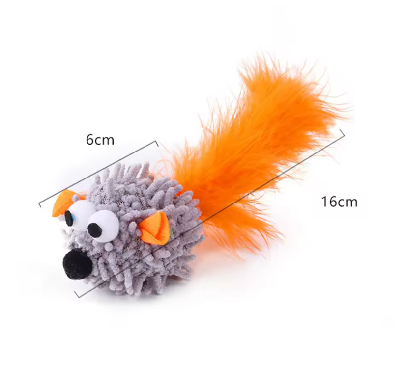 Žaislas katei – pliušinė pelė su uodega - Image 4