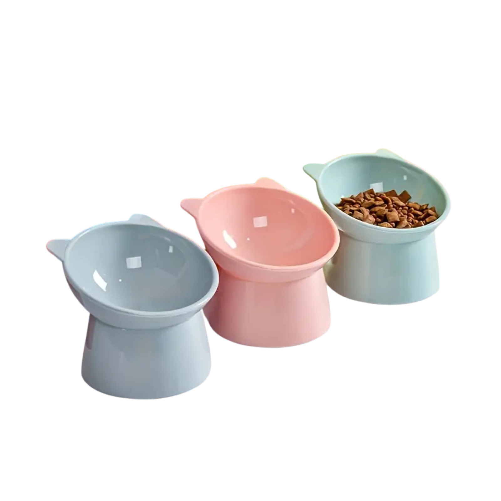 Paaukštintas kačių dubenėlis su stovu