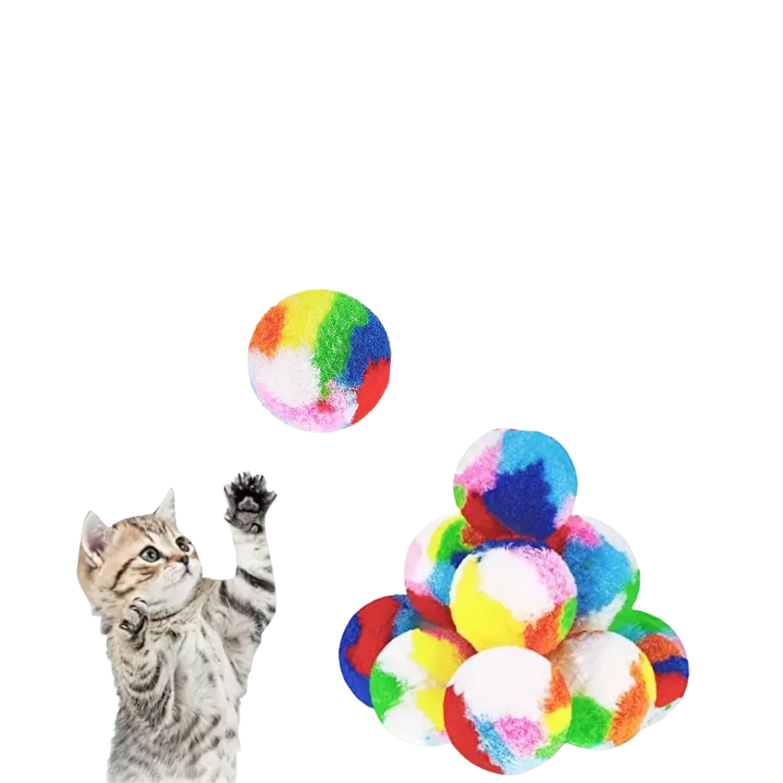 Minkšti pūkuoti kamuoliukai katėms